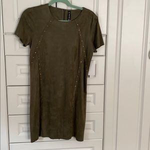 Dark green suede dress